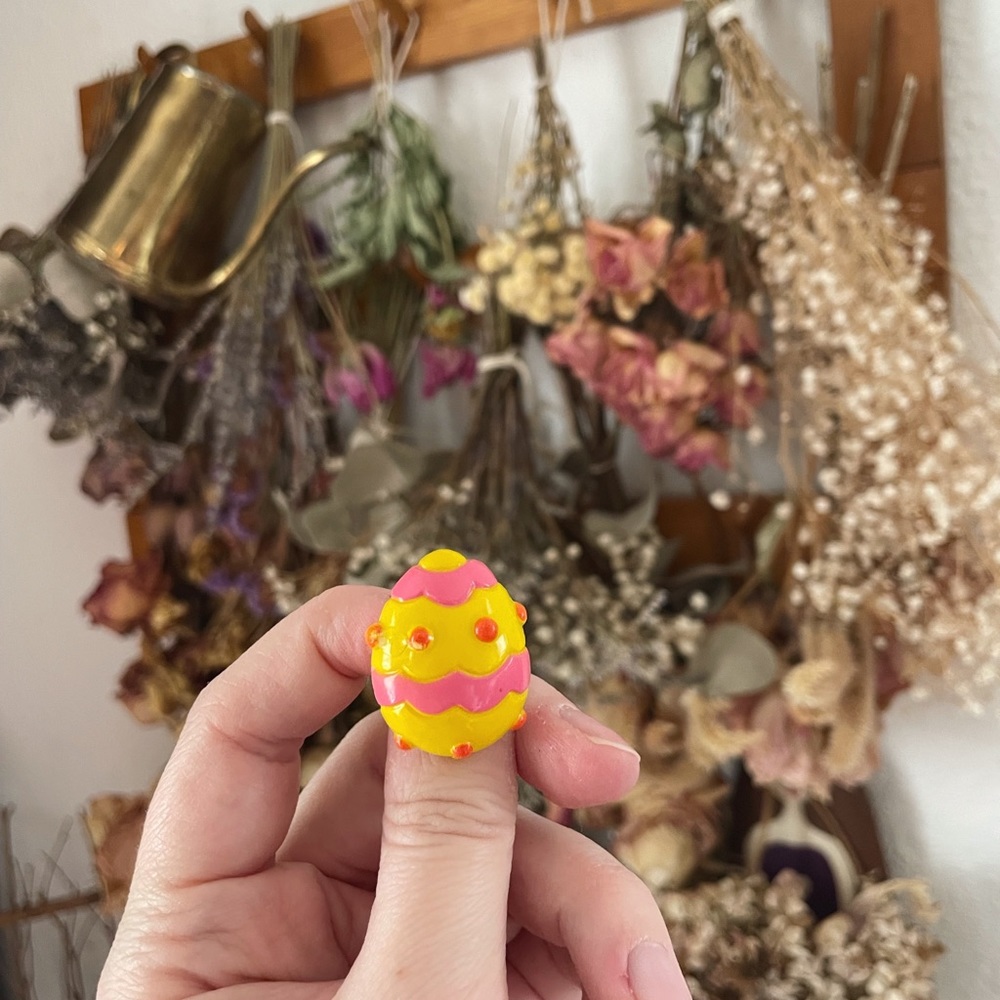 Vintage Plastic Easter Egg Brooch - image 2